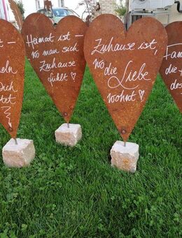 Spruchschild Spruchherz mit Stein 50 cm Edelrost - Kraftisried