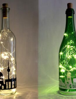2 LED-Flaschen BERLIN Dekoflaschen - grün und transparent - 30 cm - Hamburg Hamburg-Nord