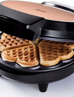 bestron Waffeleisen AWM700CO, 700 W, Waffelautomat mit Antihaftbeschichtung für Waffeln in Herzform