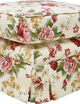 Home affaire Sitzhocker Laura K, Geblümter Polsterhocker, creme Weiß, 52x74x60, Bezug 100% Baumwolle