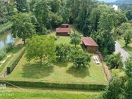 Traumlage: Freizeitgrundstück mit Blockhütte und Gartenoase direkt am Ludwig-Donau-Kanal (Naturpark Altmühltal) - Berching