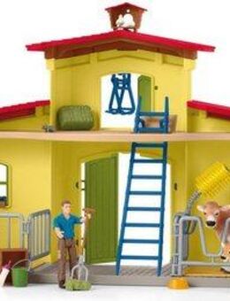 Schleich® Spielwelt FARM WORLD, Großer Stall mit Tieren und Zubehör (42605), Made in Europe
