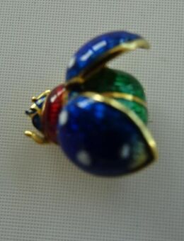 Brosche vergoldet als Käfer mit bunten Flügeln - Bonn