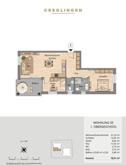Whg. 5 - Sonnige und großzügige 3-Zimmer-Wohnung im 1. OG - Creglingen
