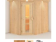 Karibu Sauna Swantje, BxTxH: 165 x 210 x 202 cm, 68 mm, (Set) 3,6-kW-Plug & Play Ofen mit integrierter Steuerung