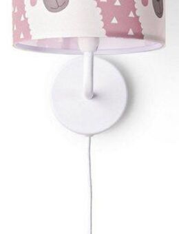 Paco Home Wandleuchte Ela 214, ohne Leuchtmittel, Kinderlampe Wandlampe Mit Schalter Ø…18cm Lama Rosa Grau Kabel 3m E14