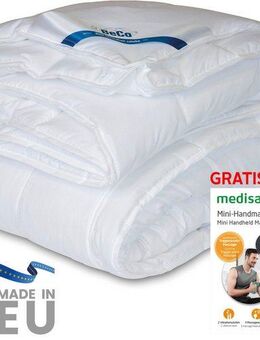 Beco Microfaserbettdecke + Microfaserkissen Royal Soft Duo, Bettdecke 135x200 & Kopfkissen 80x80 cm, 2-in-1 Wohlfühlpaket: Bettdecke & Kopfkissen & gratis Handmassagegerät