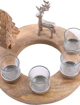 Home affaire Teelichthalter Weihnachtsdeko, Adventsleuchter (1 St), aus Mangoholz, für vier Teelichter