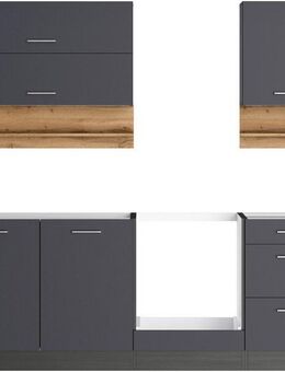 KOCHSTATION Küchenzeile KS-Milan, 210 cm breit, robuste Metallauszüge, viel Stauraum