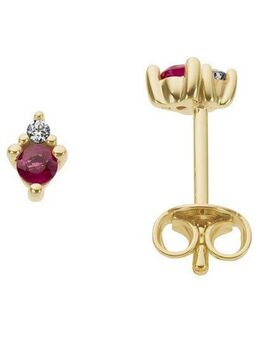 Firetti Paar Ohrstecker Schmuck Geschenk Gold 333 Ohrschmuck Farbstein Edelstein Rubin, mit Rubin - mit Brillant