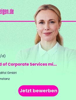 Head of Corporate Services (Finance, Controlling, HR) mit CFO-Perspektive (m/w/d) - Konstanz