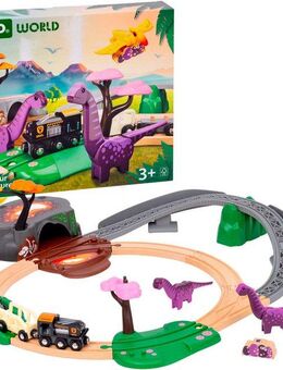 BRIO® Spielzeugeisenbahn-Erweiterung BRIO® WORLD, Dinosaurier Abenteuer-Set, (Set, 21-tlg), FSC® - schützt Wald - weltweit