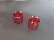 2 Stück Teelichthalter Glas - rot - 5cm hoch - Essen
