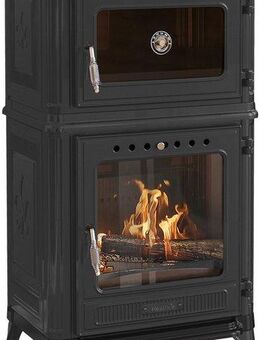 Gussofen Heathus »Castor 81« mit Backofen & Temperaturanzeige, 7 kW, Zeitbrand, Eleganter Gußofen mit emailiertem Backfach
