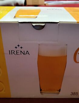 6 Stück neue Gläser von IRENA, 385 ml, Eichstrich bei 0,3 l, unbenutzt, OVP, 15,- €, Versand gegen Aufpreis möglich - Unterleinleiter
