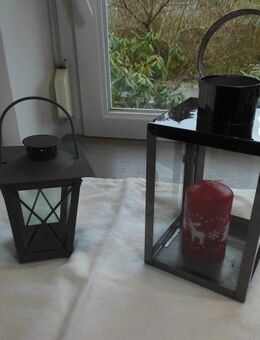 2 Metall Laternen mit Glas 24+32 cm zus. 5,- Deko Windlichter - Flensburg