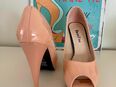 Megahohe Plateau Highhheels Größe 39 -Nude- 12er Eisen in 45768