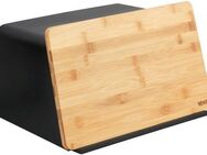 WENKO Brotkasten Modell Kubo, Bambus, Kunststoff, (1-tlg), moderne Brotbox mit integriertem Schneidebrett als Deckel