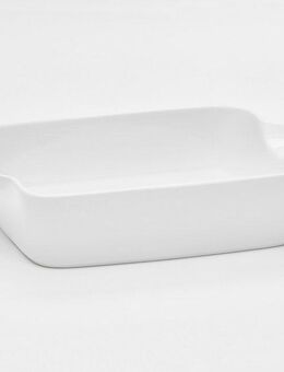 van Well Auflaufform Backform eckig, 30,7 x 20 x 6,8 cm, Porzellan, (1-St), weiß glänzend, spülmaschinen- und mikrowellengeeignet