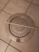 silbernes Tablett mit Spiegelquadraten (teilweise abgeblättert) in 44287