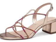 Tamaris Sandalette, Blockabsatz, Riemchensandale, Festtagsschuh, bunte Schmucksteine