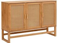 Home affaire Sideboard Linz, Kommode mit Rattangeflecht auf den Türfronten, aus Massivholz