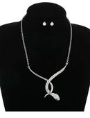 Schmuck-Set - Collier "Schlange" + Ohrstecker - Glitzer / Strass in 63486