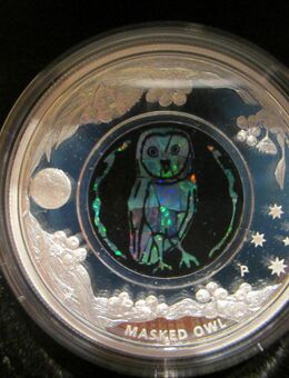 Australien 1 $ Dollar Silbermünze OPAL SERIE MASKED OWL EULE PP AUSTRALIAN - Höhr-Grenzhausen