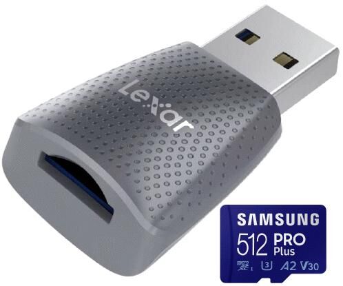 Speicherkartenleser Lexar MicroSD, USB 3.0 Typ A, Samsung PROPlus MicroSDXC 512GB mit einer Datenübertragung von bis zu 160MB/s, inkusive SD Adapter - Fürth
