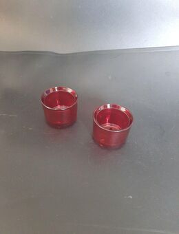 2 Stück Teelichthalter Glas - rot - 5cm hoch - Essen