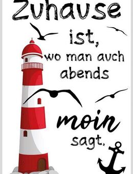 queence Metallbild Moin, Küste, Leuchtturm, Schriftzug, Schriftzüge (1 St), Stahlschilder