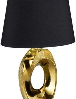 Reality Leuchten Schreibtischlampe Taba, ohne Leuchtmittel, Nachttischlampe, Tischlampe golfarbig, Stoffschirm in schwarz/gold