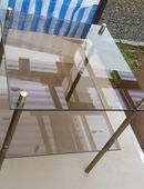 Glastisch Beistell Rauchglas Vintage 70er 36x36x40 in 73565