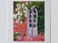 Direkt von Künstlerin: Original Mini-Gemälde mit Blumenterrasse - Obrigheim (Pfalz)