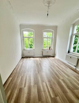 Stuck im Wohnzimmer, moderne Glasdusche sowie Wanne im Bad - Chemnitz