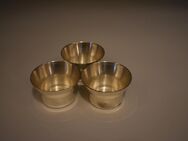 3 Teelichthalter, galvanisiertes Metall WMF EPBRASS, Silberoptik, Kerzenhalter - Zeuthen