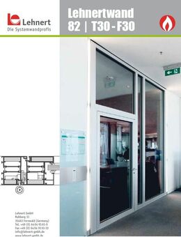 Glas-Trennwand mit Tür, Satiniertes Glas, stabile Konstruktion, Lehnertwand 82 - Mettmann