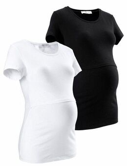 Neun Monate Umstandsshirt, 2er Pack T-Shirts für Schwangerschaft und Stillzeit (Packung, 2-tlg) kurzärmelig, figurbetonte Passform, unifarben, Rundhalsausschnitt