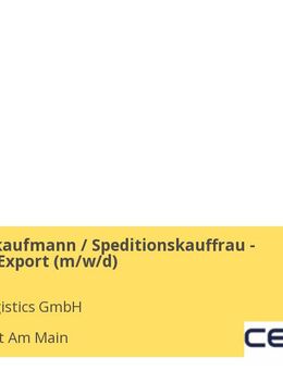 Speditionskaufmann / Speditionskauffrau - Luftfracht Export (m/w/d) - Frankfurt (Main)