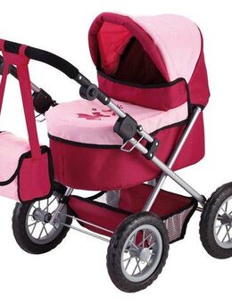 Bayer Puppenwagen Trendy, Prinzessin rot/rosa, inkl. Wickeltasche