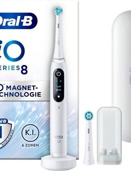 Oral-B Elektrische Zahnbürste iO 8, Aufsteckbürsten: 2 St., mit Magnet-Technologie, 6 Putzmodi, Farbdisplay & Reiseetui