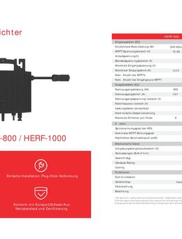 Balkonkraftwerk Balkon Mikrowechselrichter 800 W HERF - Iserlohn