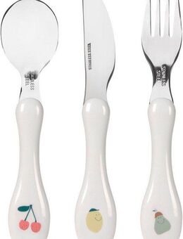 LÄSSIG Kinderbesteck Happy Fruits (3-tlg), Edelstahl