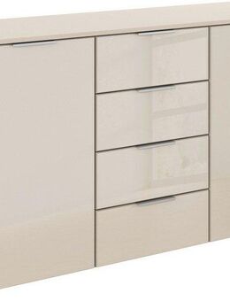 rauch Kombikommode Sideboard Kombikommode Schubladenkommode AGORDO mit Glasfront (in zwei Griff-Farben, Breite 120 cm), vier große Schubladen, mit insgesamt 4 Einlegeböden MADE IN GERMANY