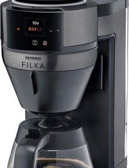 Severin Kaffeemaschine mit Mahlwerk KA 4854 FILKA (2. Generation), Filterkaffee-Vollautomat, 1,4l Kaffeekanne, Papierfilter, Permanentfilter 1x4, mit Glaskanne