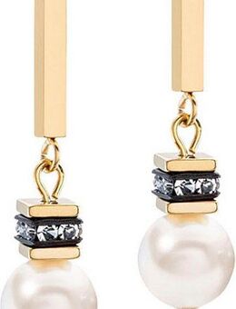 COEUR DE LION Paar Ohrstecker Schmuck Edelstahl GeoCUBE® Iconic Pearl Mix Würfelkette, 4081/21-1416, Made in Germany - mit Strassstein - mit Swarovski® Perle