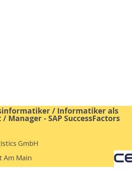 Wirtschaftsinformatiker / Informatiker als HRIS-Expert / Manager - SAP SuccessFactors (m/w/d) - Frankfurt (Main)
