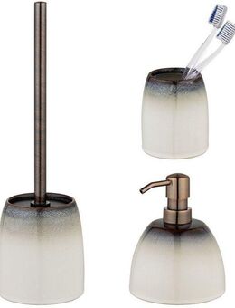 SCHÖNER WOHNEN-Kollektion Badaccessoire-Set »Osteto«, Set, 3 tlg., aus Keramik, mit Zahnputzbecher, Seifenspender und WC-Garnitur