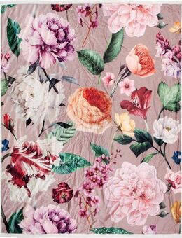 Plaid Fiori, Descanso, Sehr Weich, Kuscheldecke, 130x160 cm, Wendeoptik, Blumen, Sand