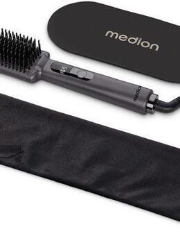 Medion® Glätteisen Haarglättbürste HB1 (MD19859) Keramik-Turmalin, Keramik/Turmalin beschichtete Borsten, Ionen-Technologie